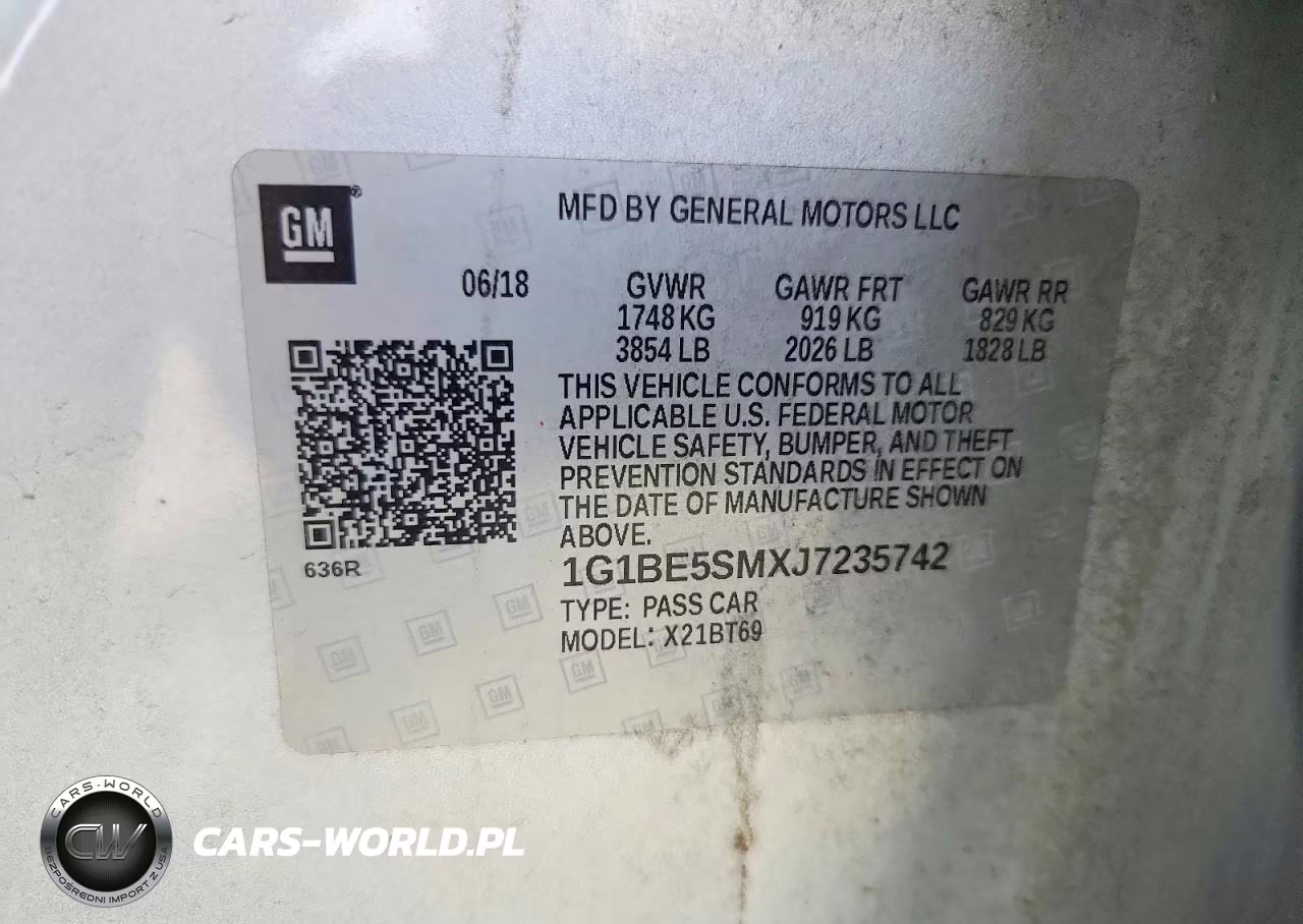 2018 Chevrolet Cruze Lt VIN:1G1BE5SMXJ7235742 - 12