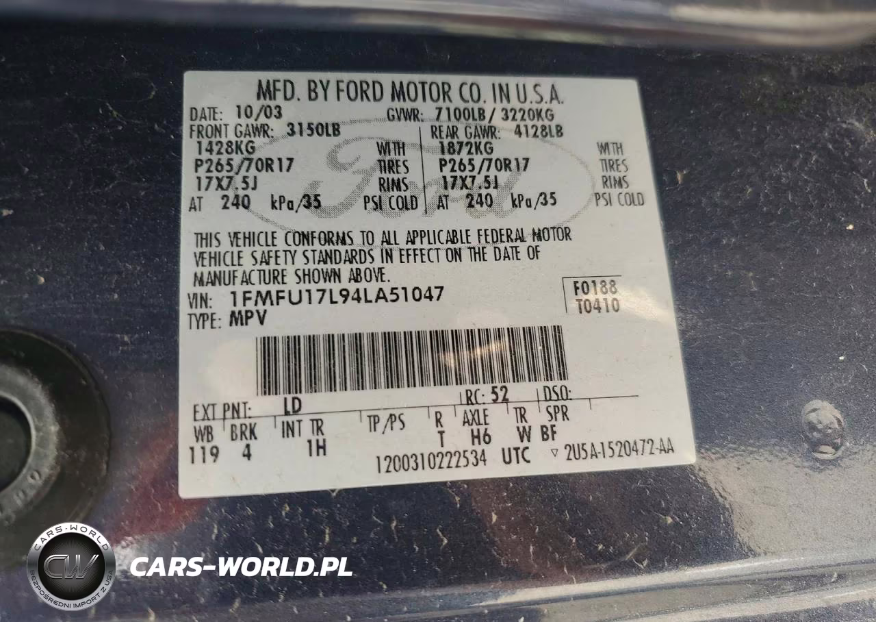 2004 Ford Expedition Eddie Bauer VIN:1FMFU17L94LA51047 - 13