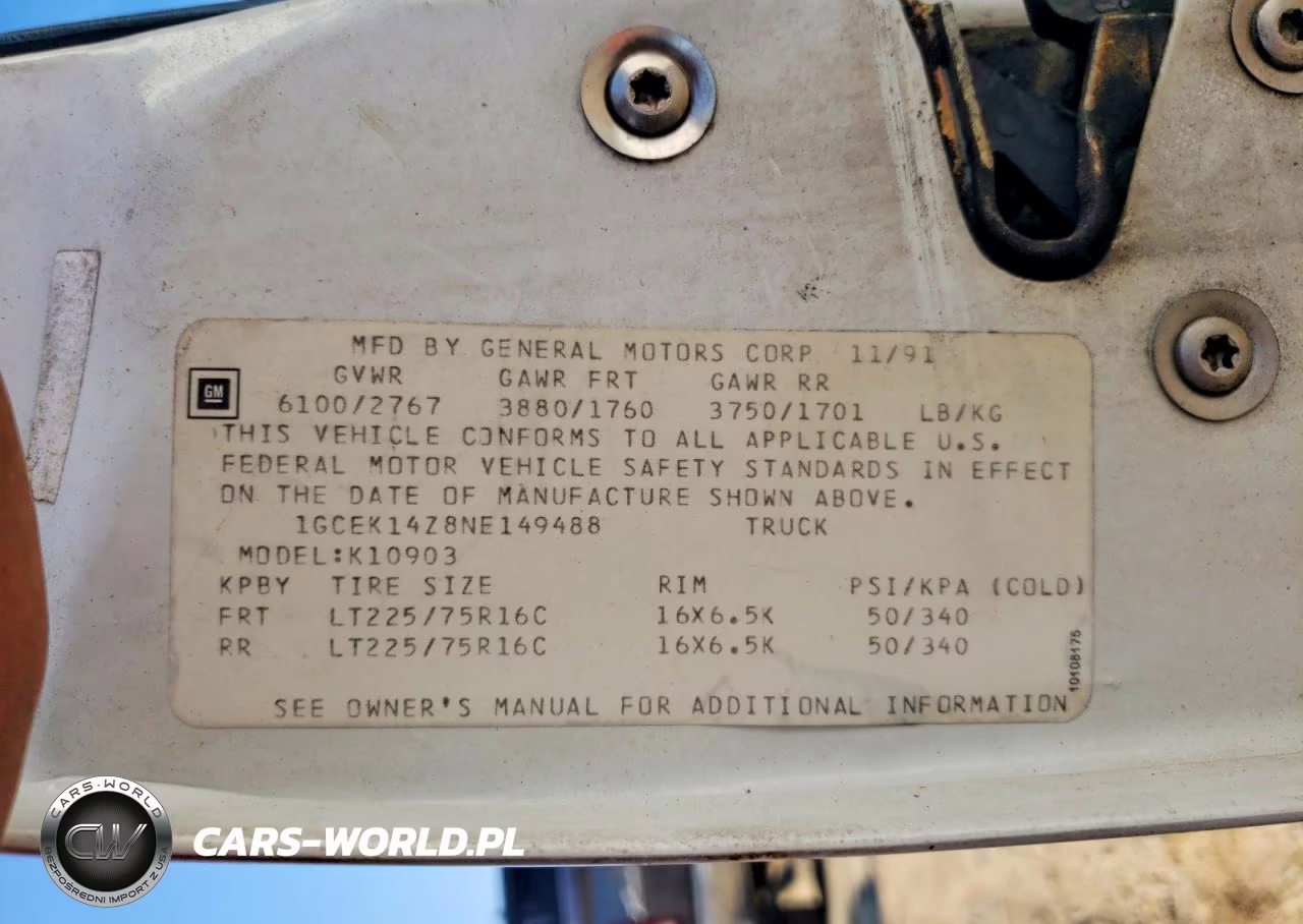 1992 Chevrolet Gmt-400 K1500 VIN:1GCEK14Z8NE149488 - 12