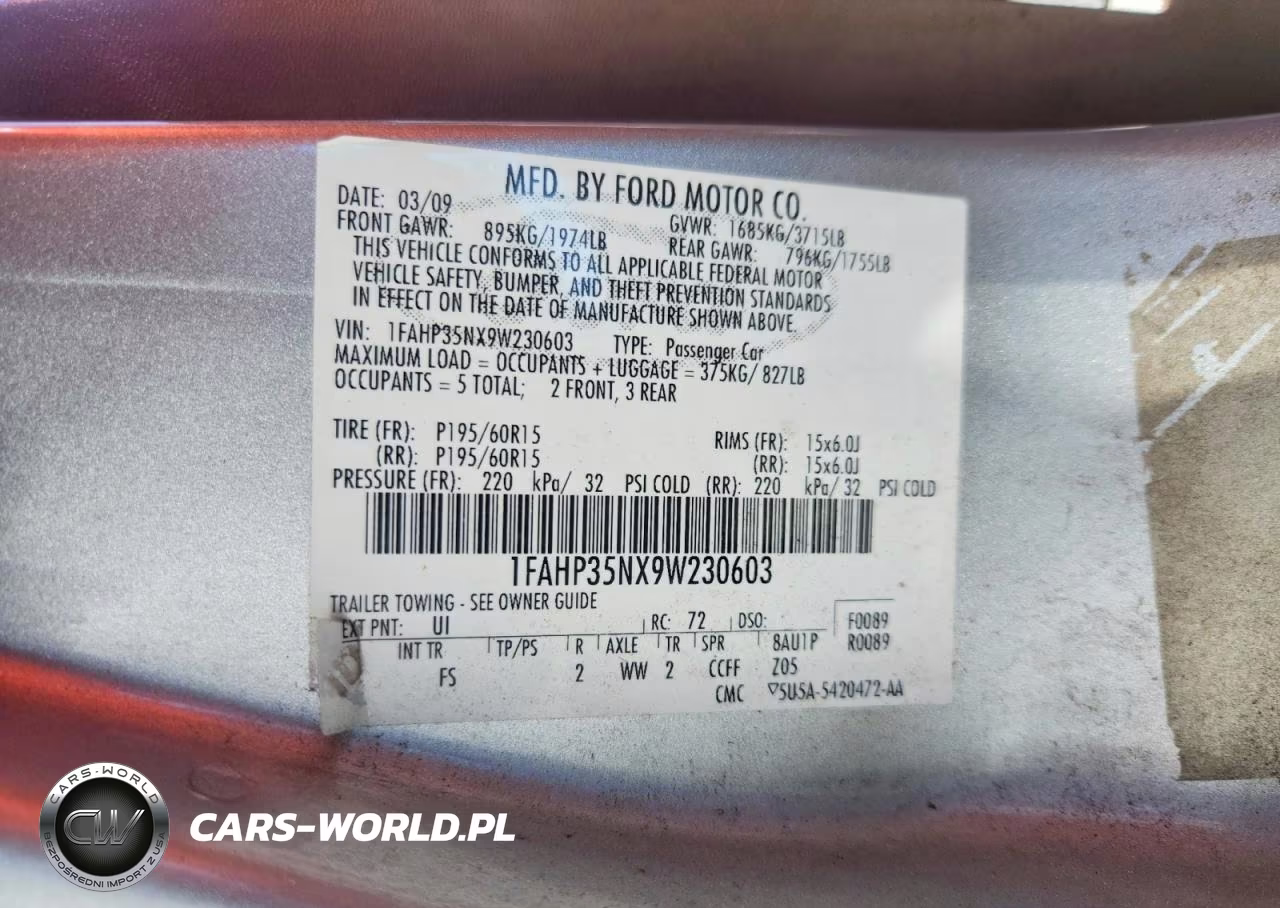 2009 Ford Focus Se VIN:1FAHP35NX9W230603 - 12