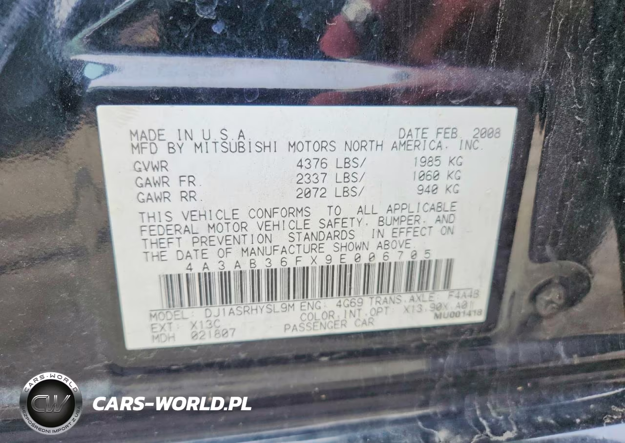 2009 Mitsubishi Galant Es VIN:4A3AB36FX9E006705 - 12