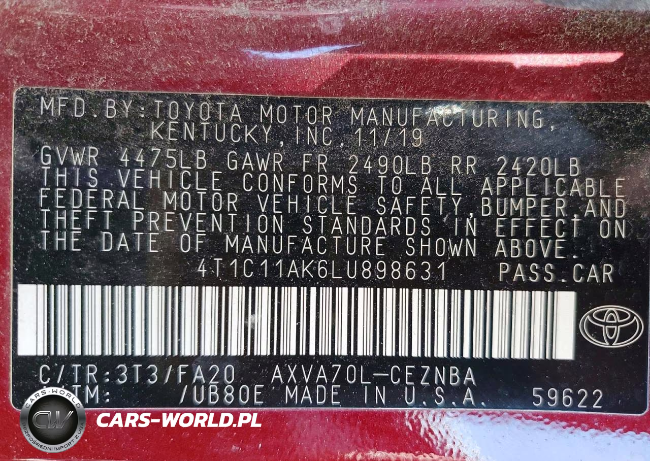 2020 Toyota Camry Le VIN:4T1C11AK6LU898631 - 12