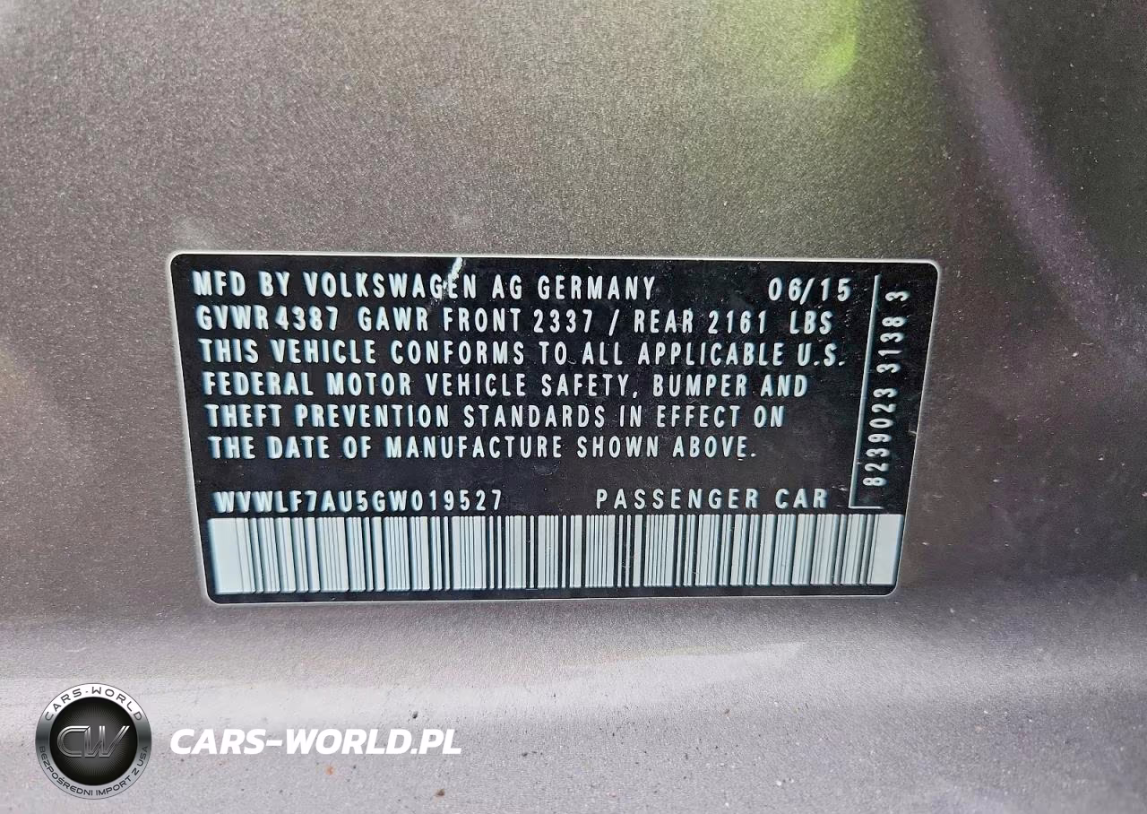 2016 Volkswagen Golf R VIN:WVWLF7AU5GW019527 - 12