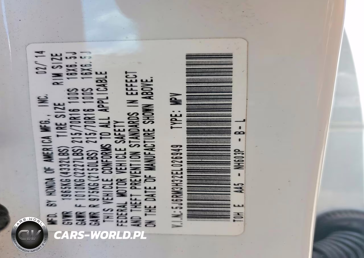 2014 Honda Cr-V Lx VIN:5J6RM3H32EL026949 - 13