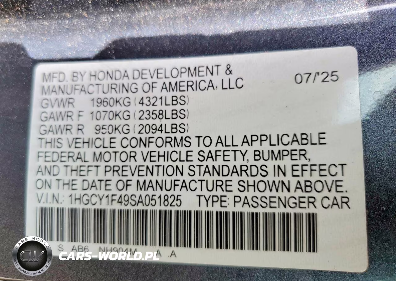 2025 Honda Accord Se VIN:1HGCY1F49SA051825 - 12
