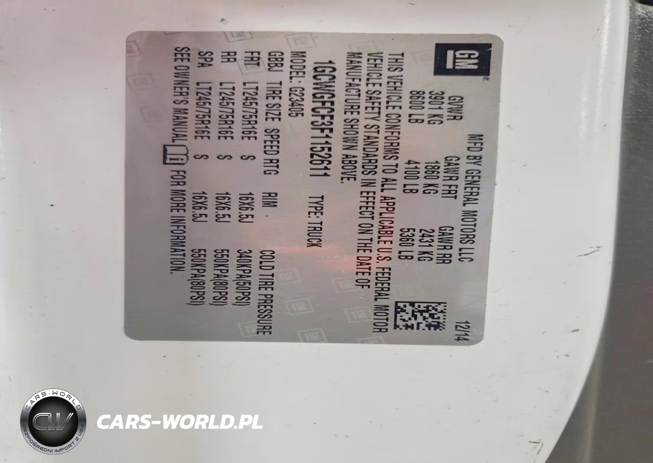 2015 Chev Express G2500 VIN:1GCWGFCF3F1152611 - 13