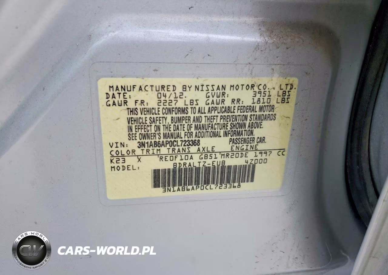 2012 Nissan Sentra 2.0 VIN:3N1AB6AP0CL723368 - 12