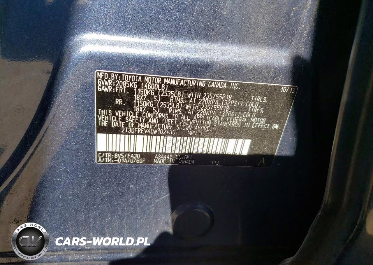 2013 Toyota Rav4 Limited VIN:2T3DFREV4DW102430 - 13