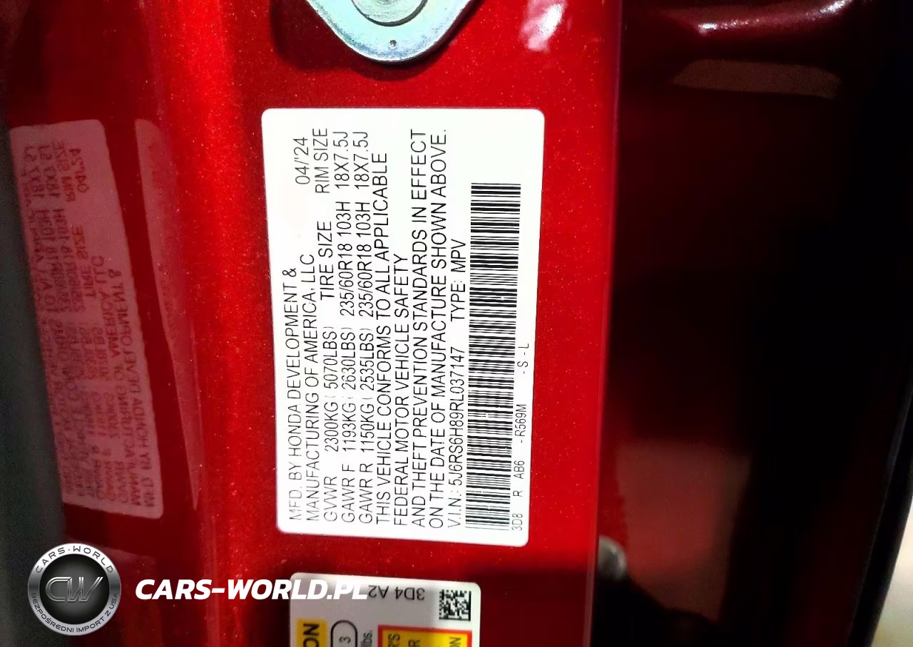 2024 Honda Cr-V Sport-L VIN:5J6RS6H89RL037147 - 13