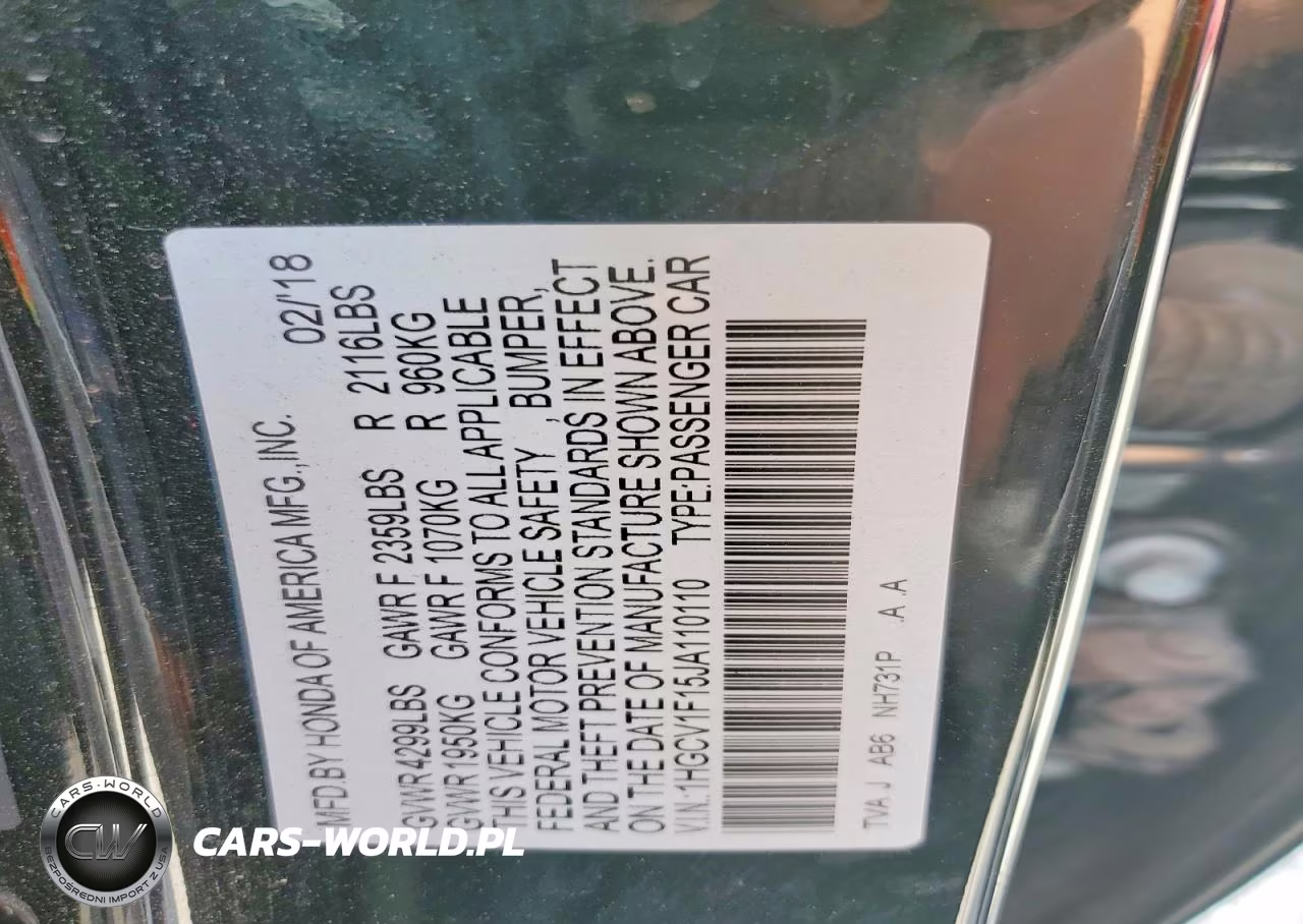 2018 Honda Accord Lx VIN:1HGCV1F15JA110110 - 12