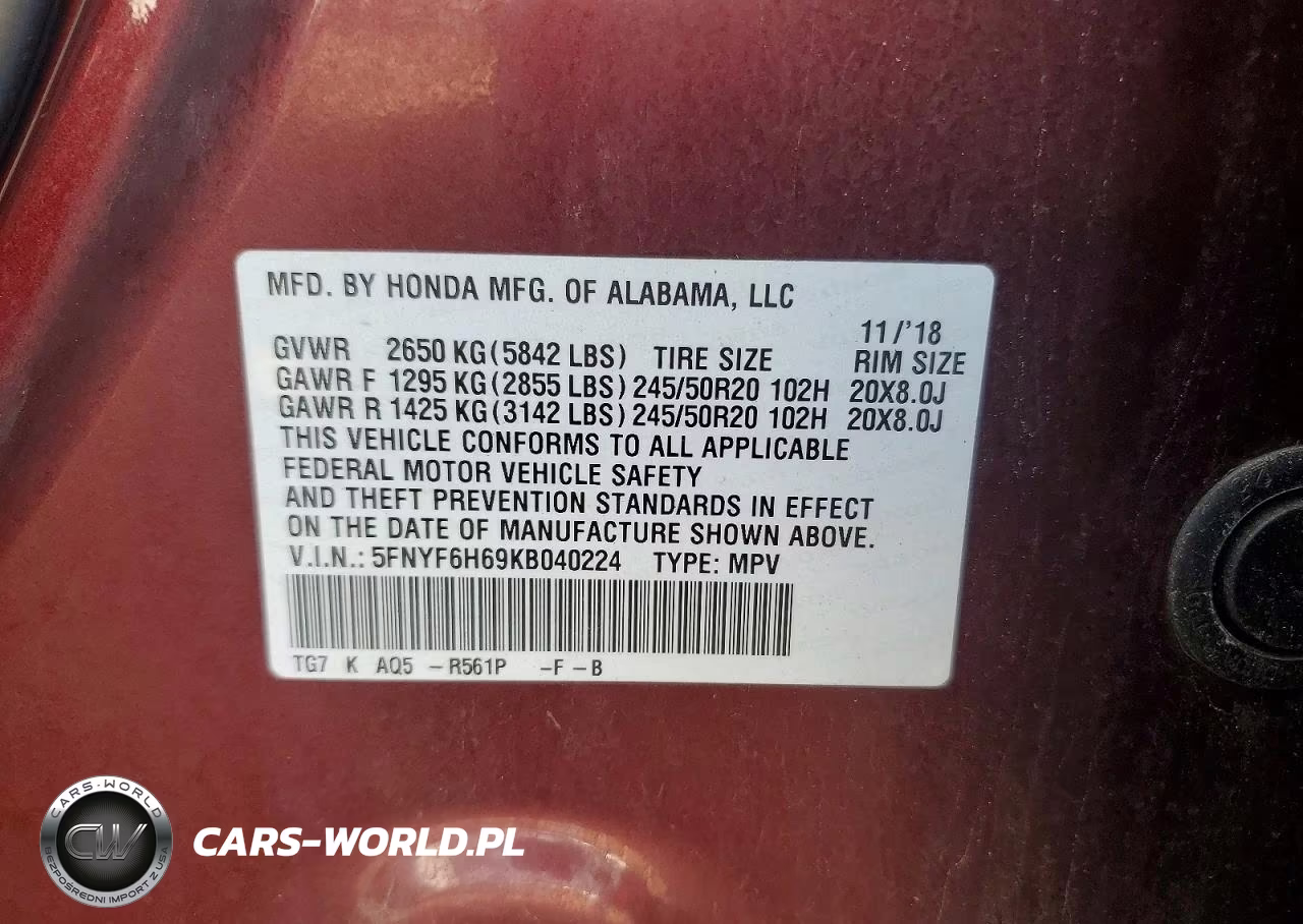 2019 Honda Pilot Touring VIN:5FNYF6H69KB040224 - 13