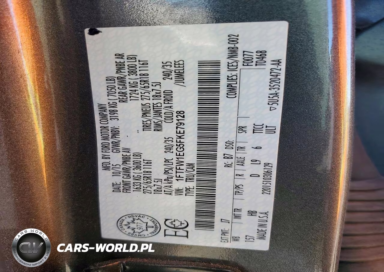 2015 Ford F150 Supercrew VIN:1FTFW1EG5FKE79128 - 12