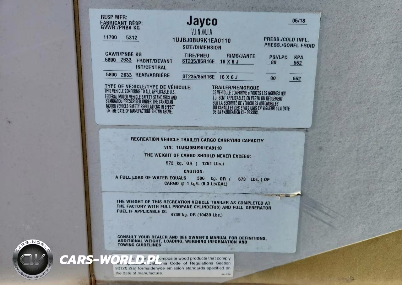2019 Jayco Eagle Camper VIN:1UJBJ0BU9K1EA0110 - 10