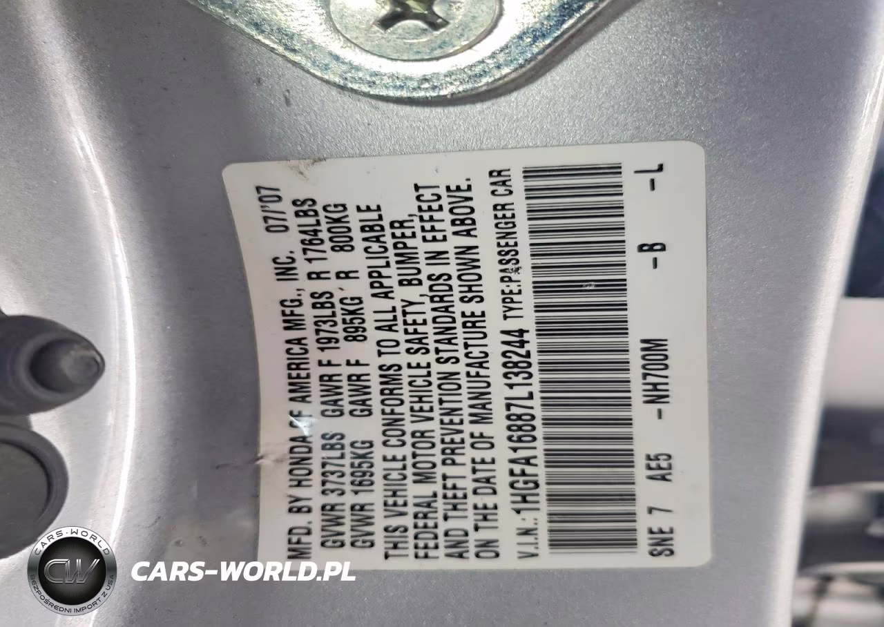 2007 Honda Civic Ex VIN:1HGFA16887L138244 - 12