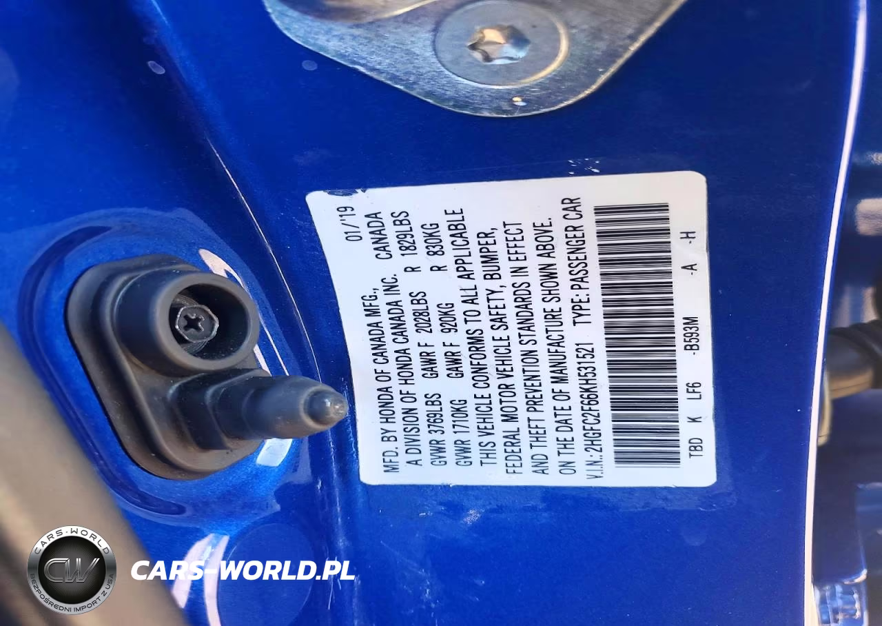 2019 Honda Civic Lx VIN:2HGFC2F66KH531521 - 12