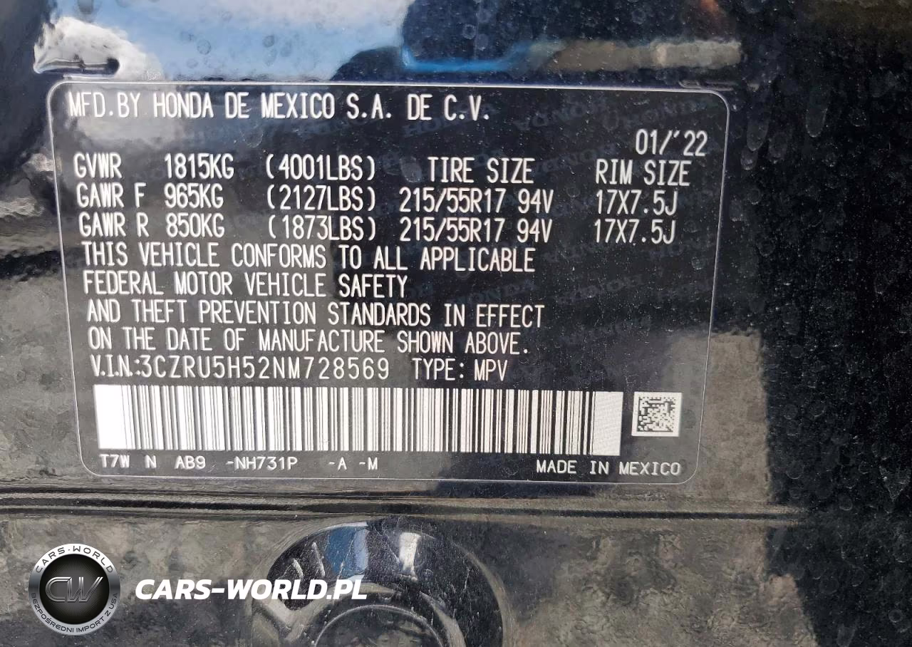 2022 Honda Hr-V Ex VIN:3CZRU5H52NM728569 - 13