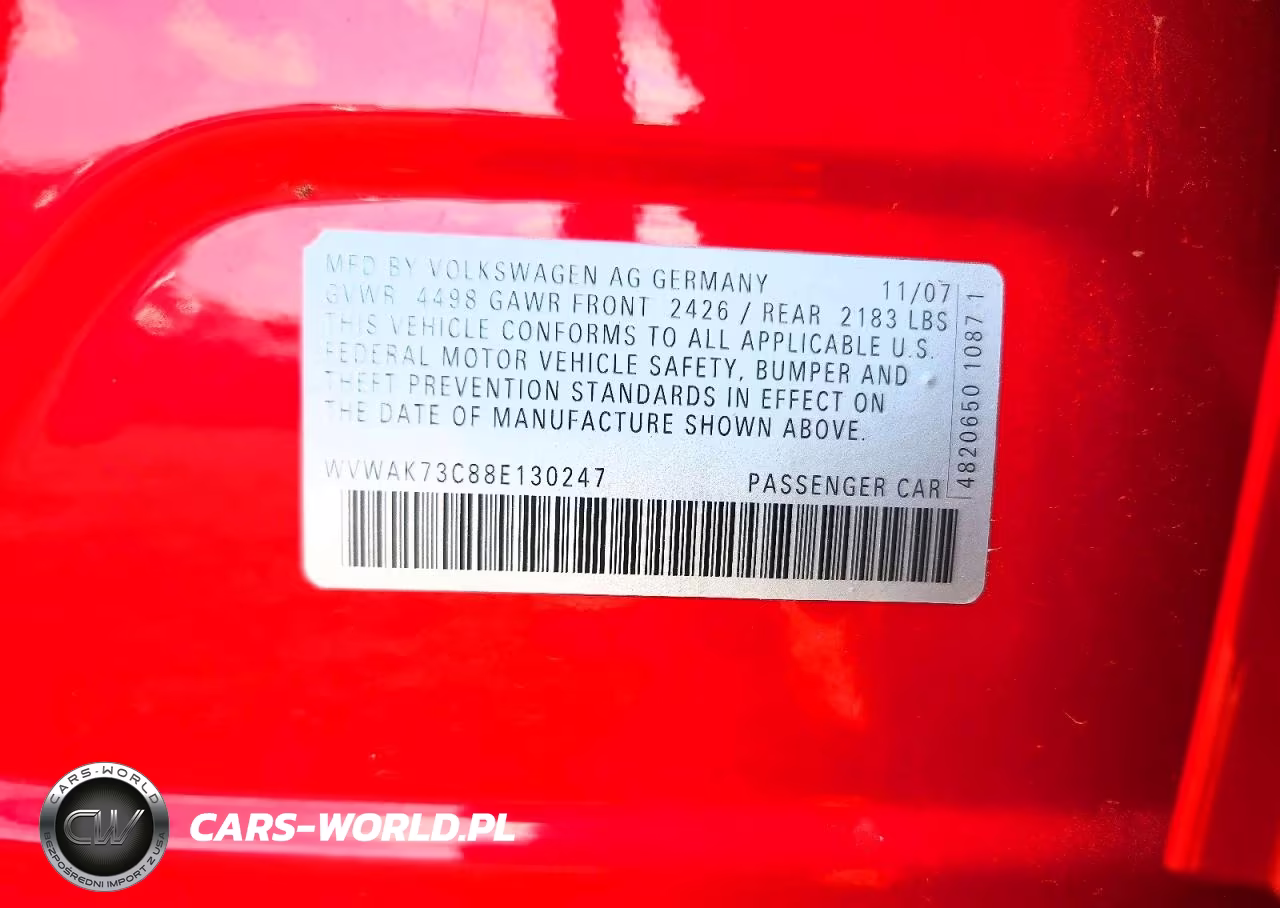 2008 Volkswagen Passat 4D 2.0T Komfort VIN:WVWAK73C88E130247 - 12