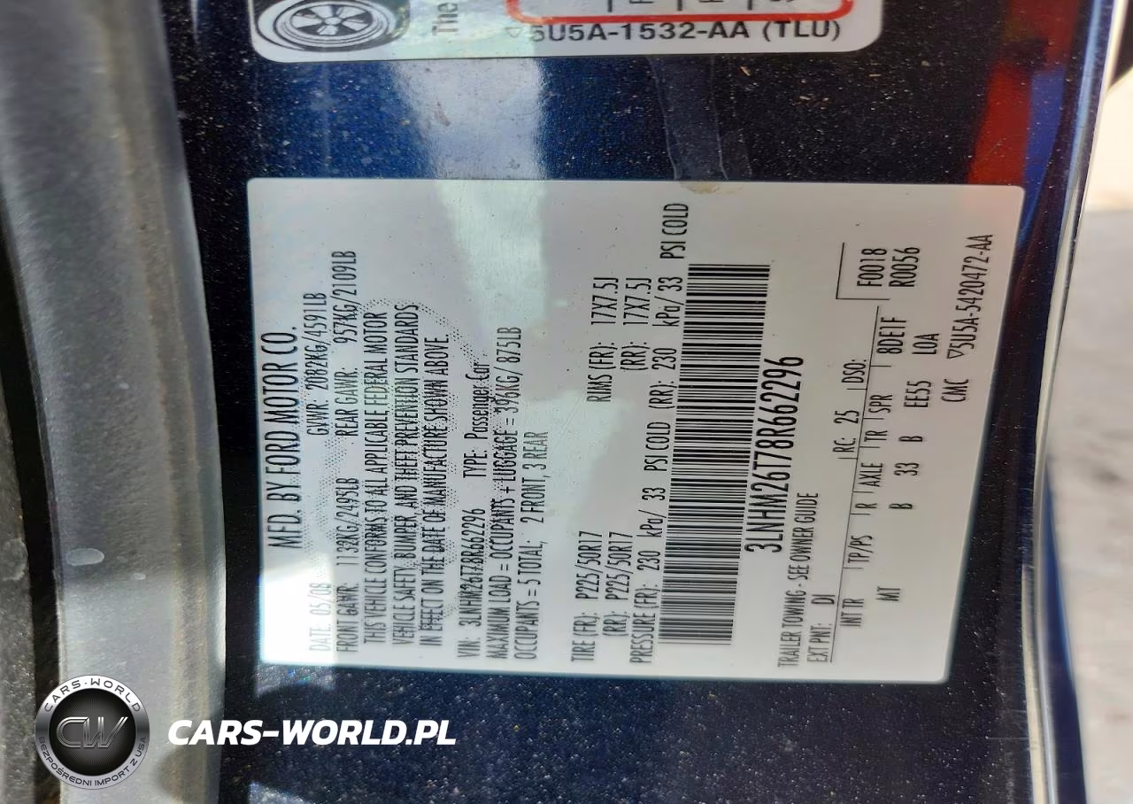 2008 Lincoln Mkz VIN:3LNHM26T78R662296 - 13