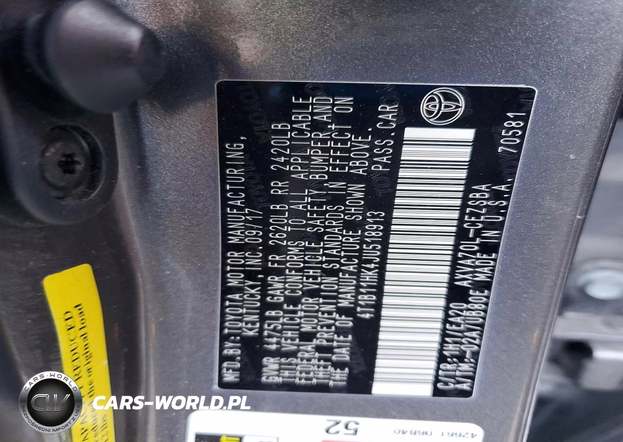 2018 Toyota Camry Se VIN:4T1B11HK4JU518913 - 12