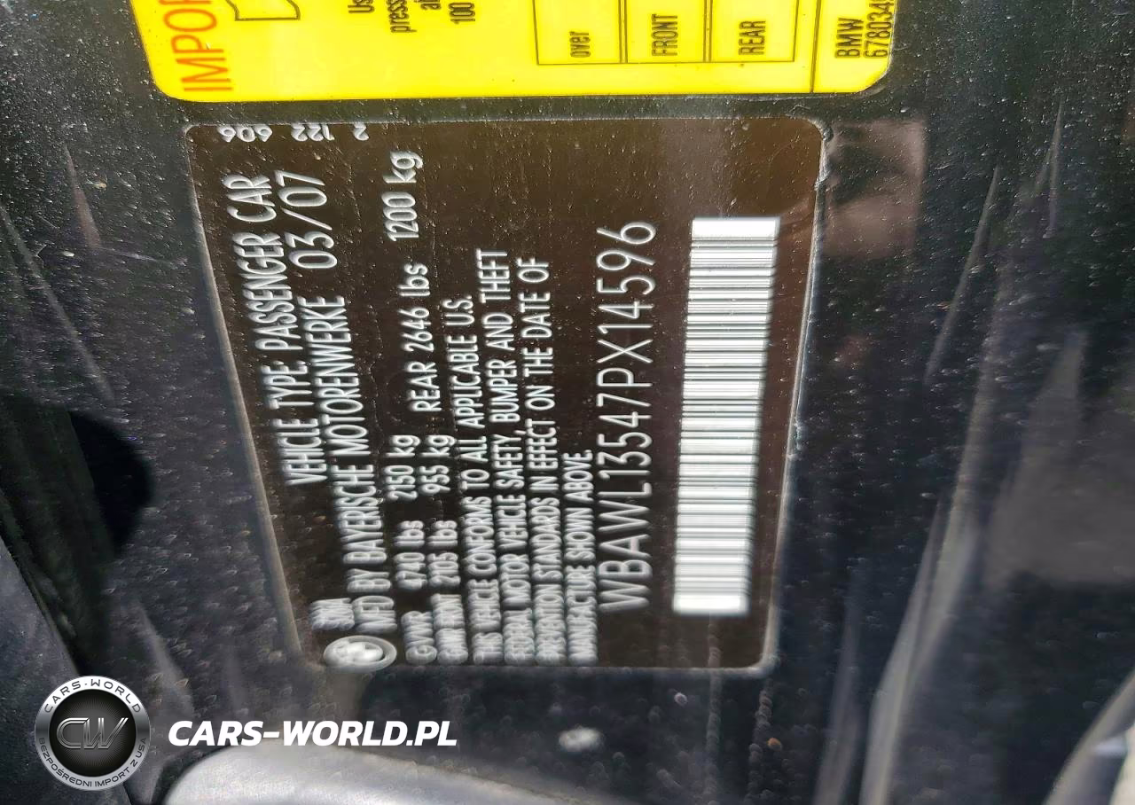 2007 BMW 328 I VIN:WBAWL13547PX14596 - 12