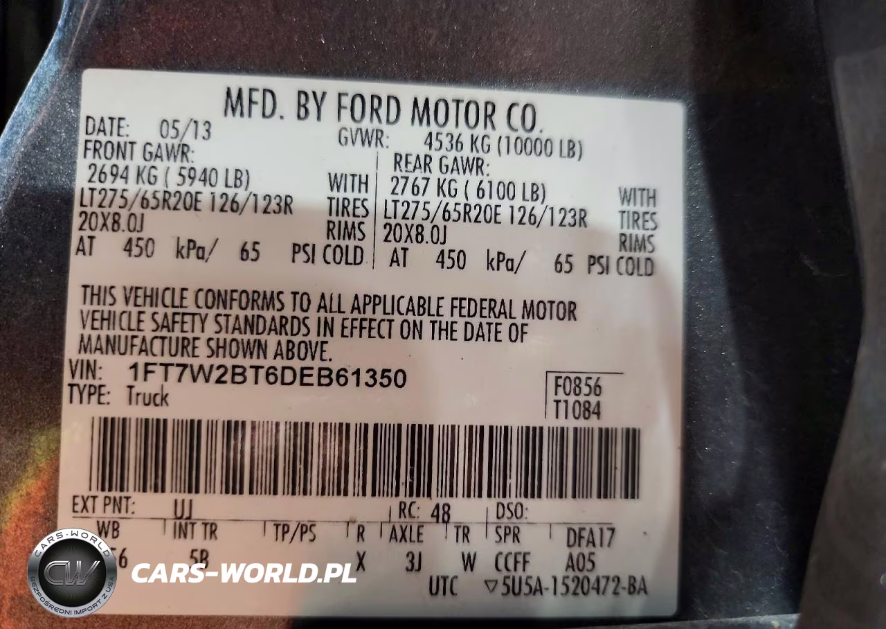 2013 Ford F250 Super Duty VIN:1FT7W2BT6DEB61350 - 12