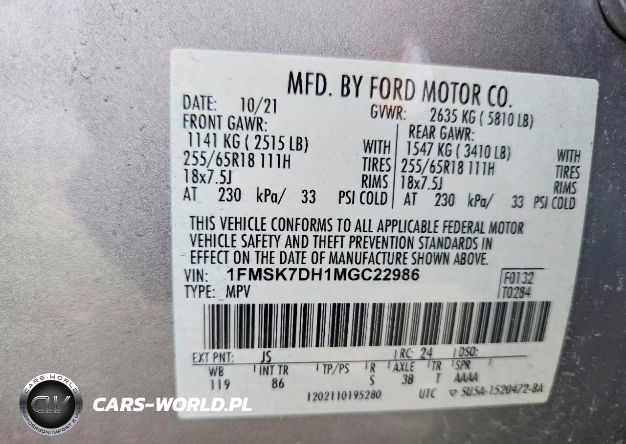 2021 Ford Explorer Xlt VIN:1FMSK7DH1MGC22986 - 14