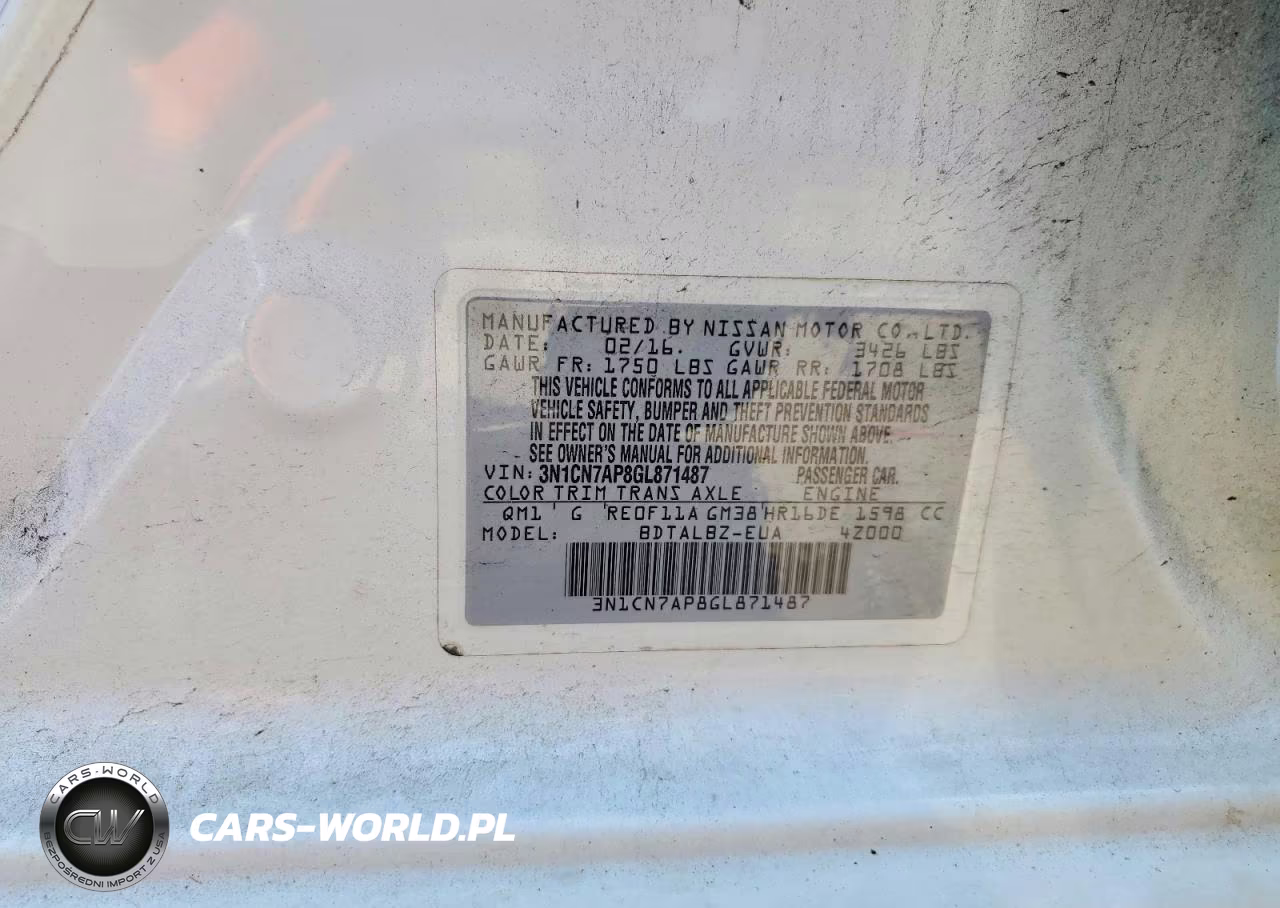 2016 Nissan Versa 1.6 Sv VIN:3N1CN7AP8GL871487 - 12