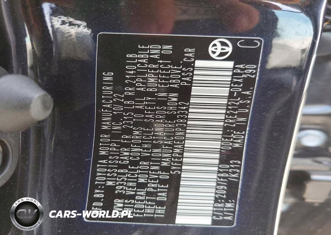 2022 Toyota Corolla Le VIN:5YFEPMAE0NP383342 - 12