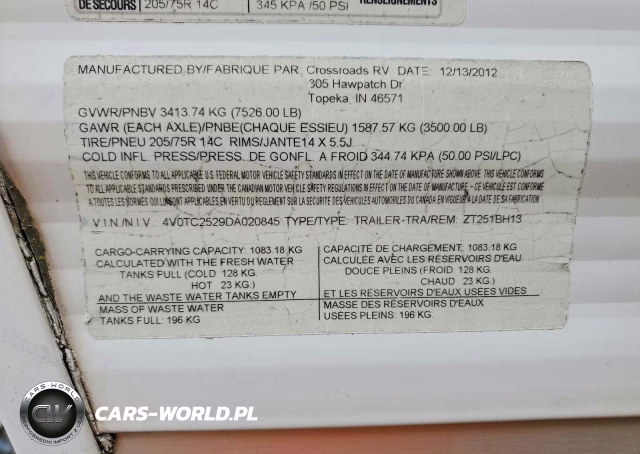 2013 Cross Roads Z-1 Camper VIN:4V0TC2529DA020845 - 10