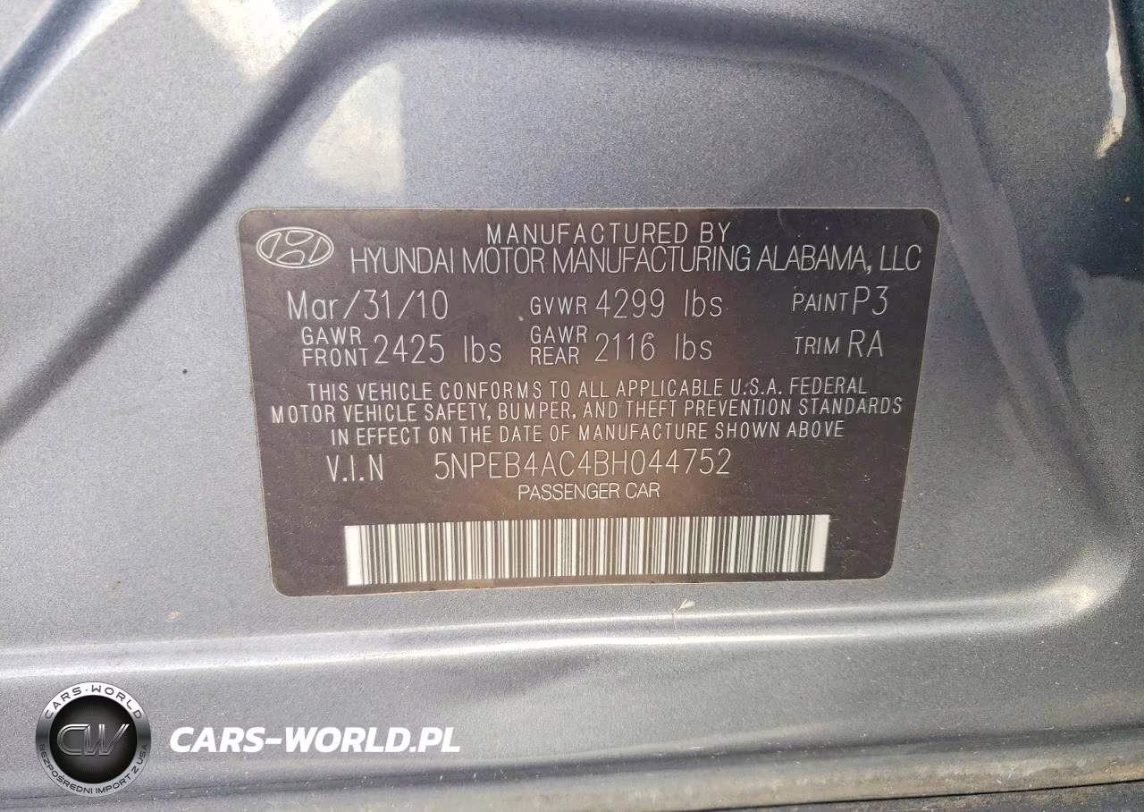 2011 Hyundai Sonata Gls VIN:5NPEB4AC4BH044752 - 12
