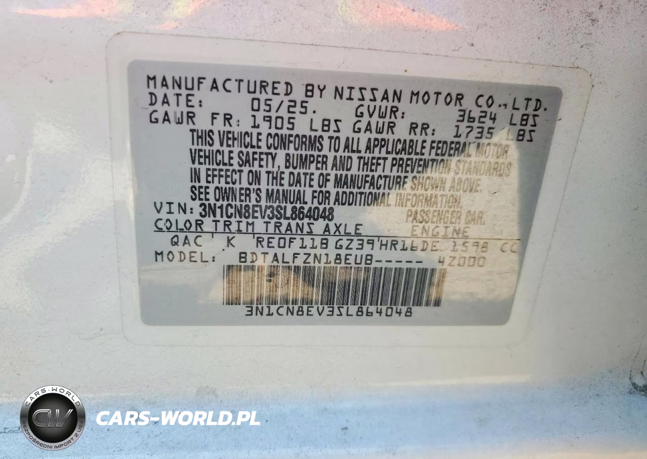 2025 Nissan Versa Sv VIN:3N1CN8EV3SL864048 - 12