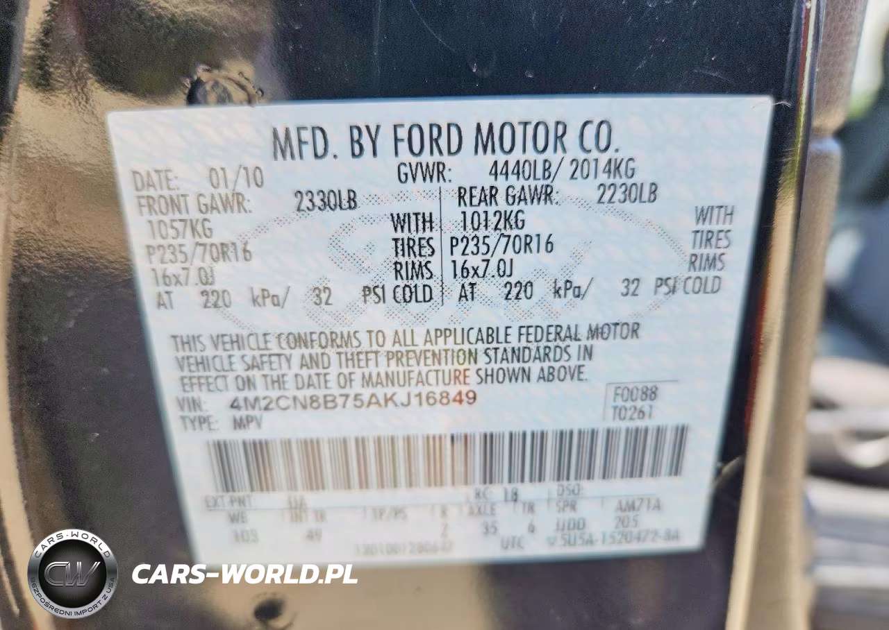 2010 Mercury Mariner VIN:4M2CN8B75AKJ16849 - 13
