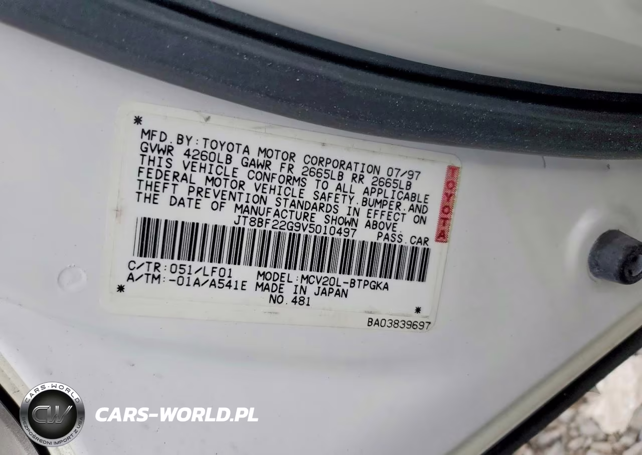 1997 Lexus Es 300 VIN:JT8BF22G9V5010497 - 12