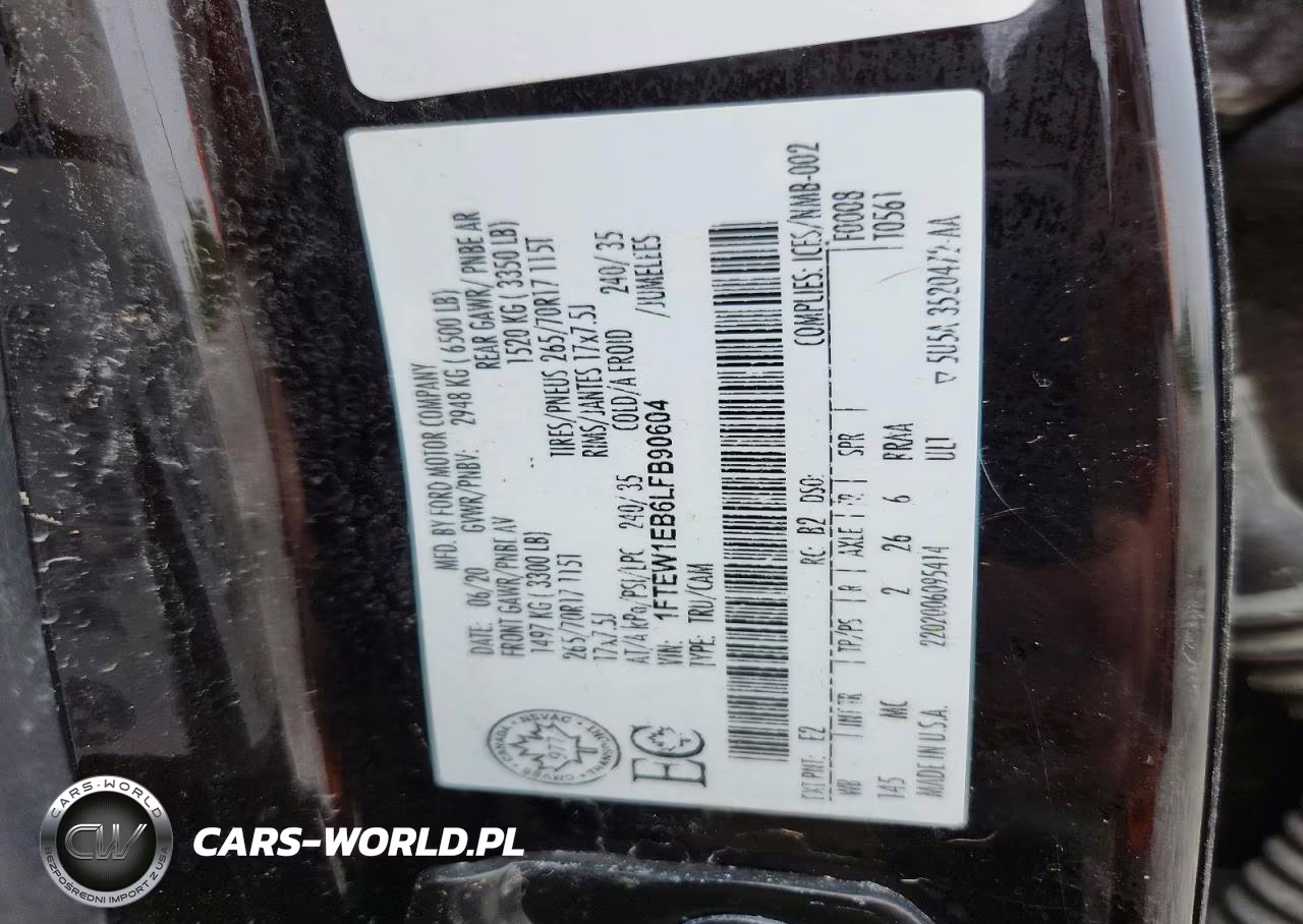 2020 Ford F150 Supercrew VIN:1FTEW1EB6LFB90604 - 12