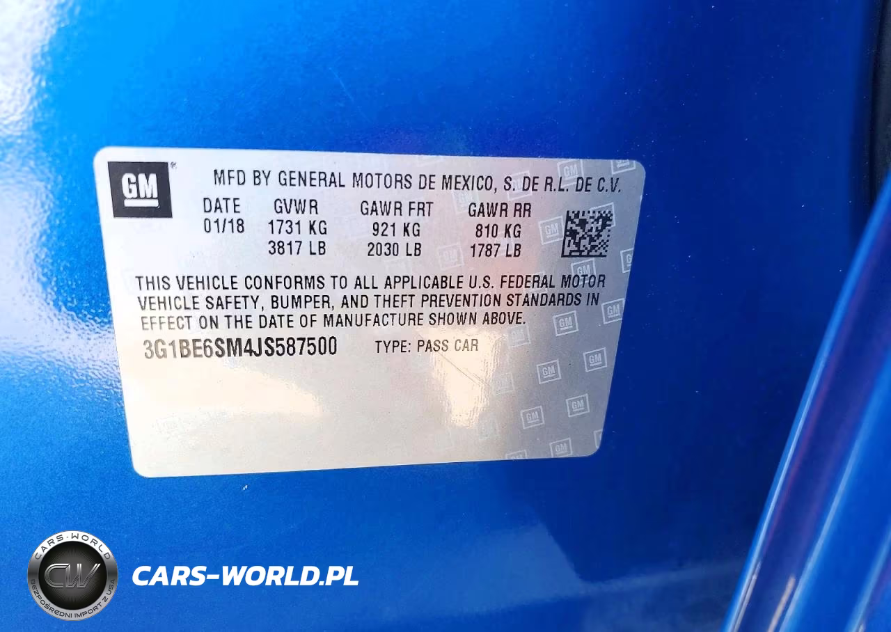 2018 Chevrolet Cruze Lt VIN:3G1BE6SM4JS587500 - 12