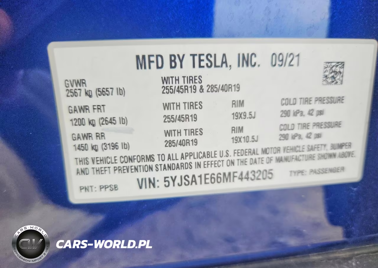 2021 Tesla Model S VIN:5YJSA1E66MF443205 - 12