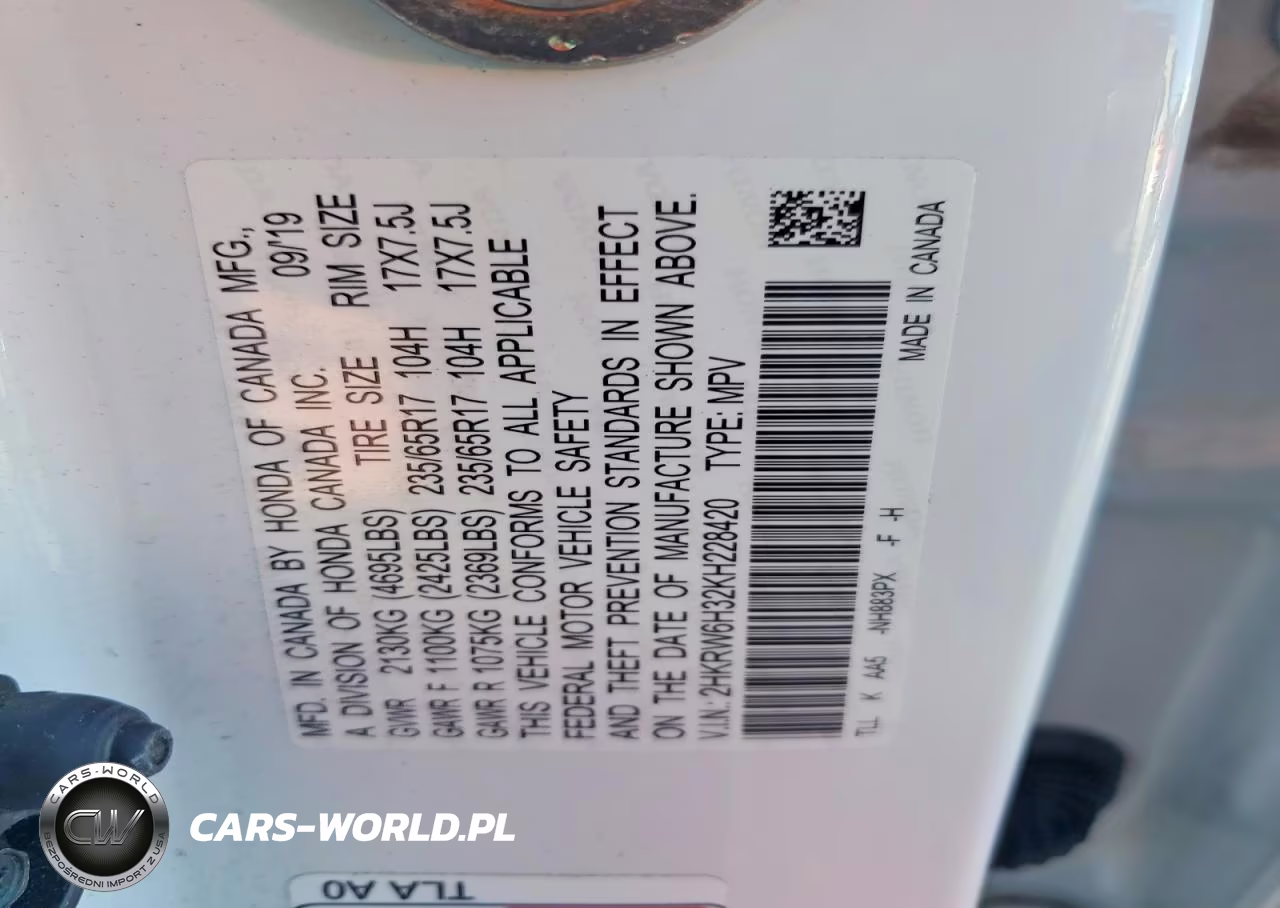 2019 Honda Cr-V Lx VIN:2HKRW6H32KH228420 - 13