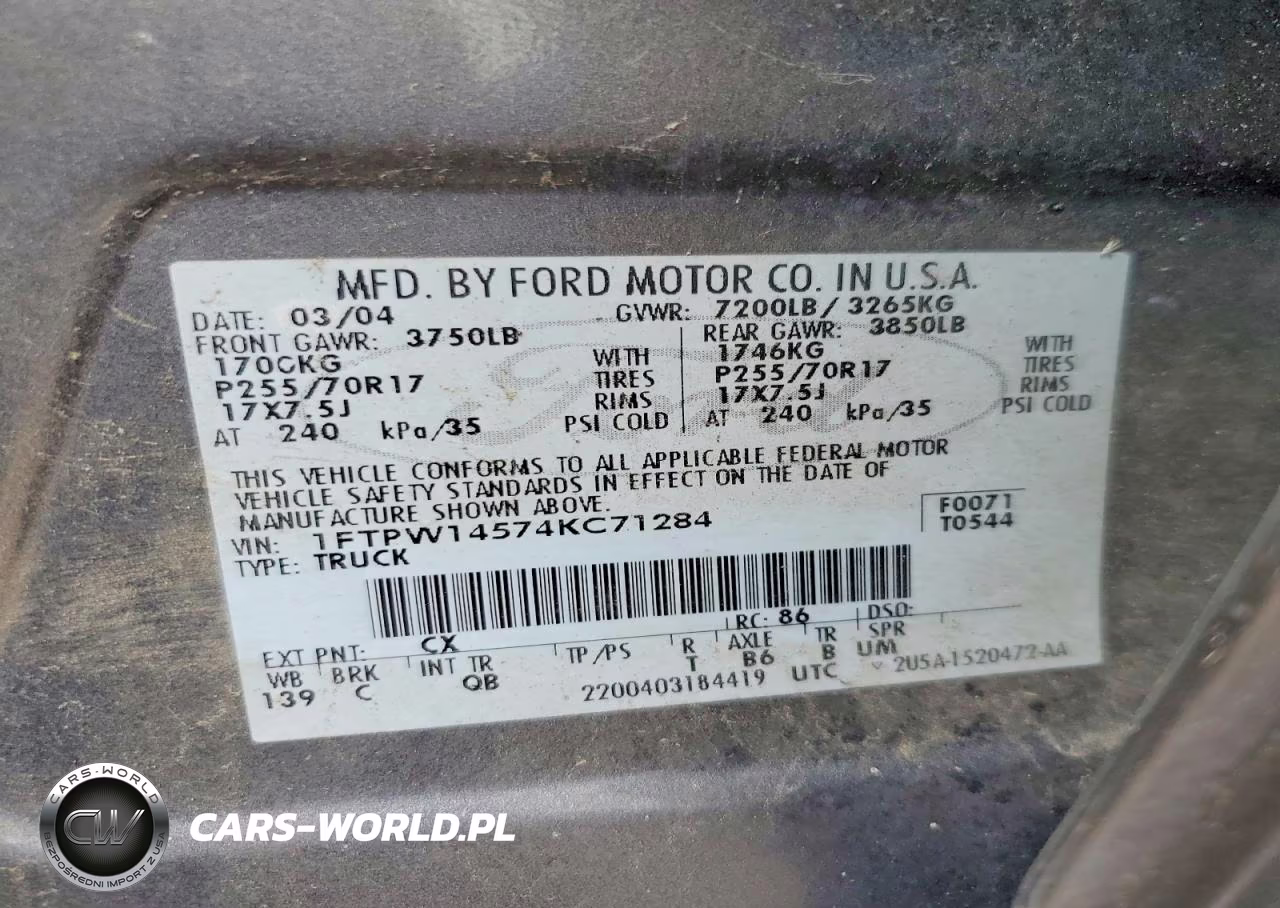2004 Ford F150 Supercrew VIN:1FTPW14574KC71284 - 12
