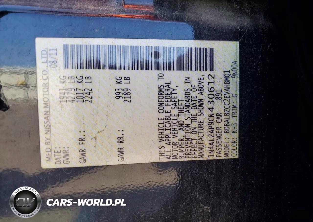2012 Nissan Altima 2.5 VIN:1N4AL2AP9CN430612 - 12