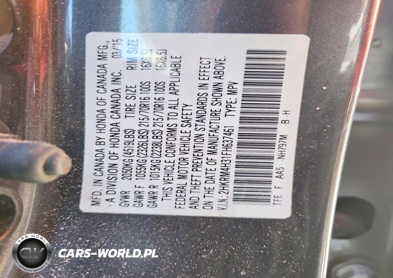 2015 Honda Cr-V Lx VIN:2HKRM4H31FH637461 - 12
