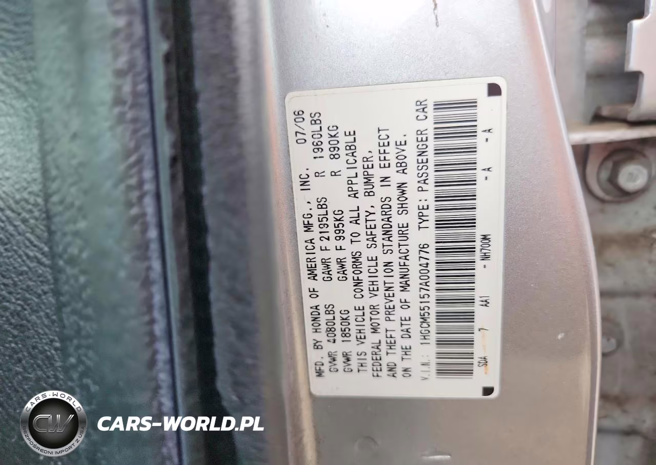2007 Honda Accord Value VIN:1HGCM55157A004776 - 12