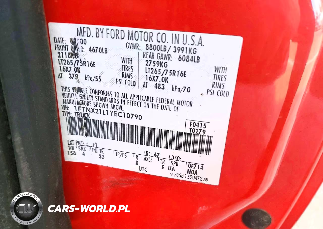 2000 Ford F250 Super Duty VIN:1FTNX21L1YEC10790 - 12