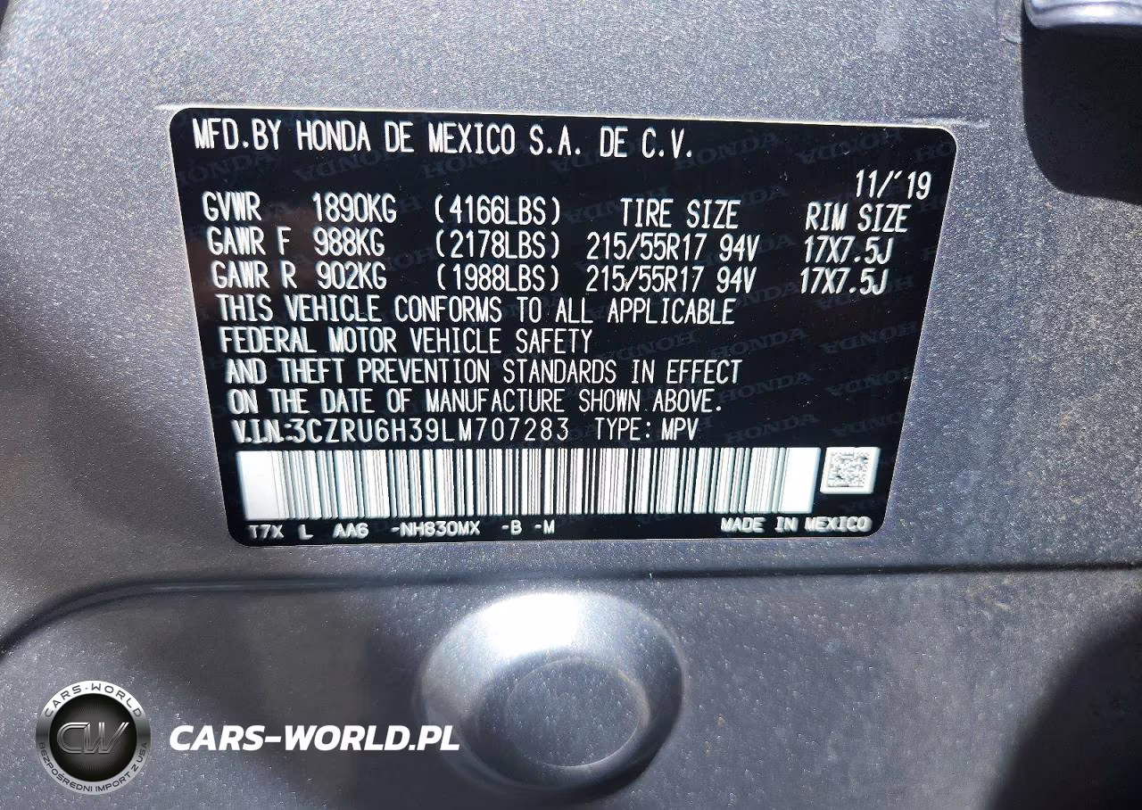 2020 Honda Hr-V Lx VIN:3CZRU6H39LM707283 - 13