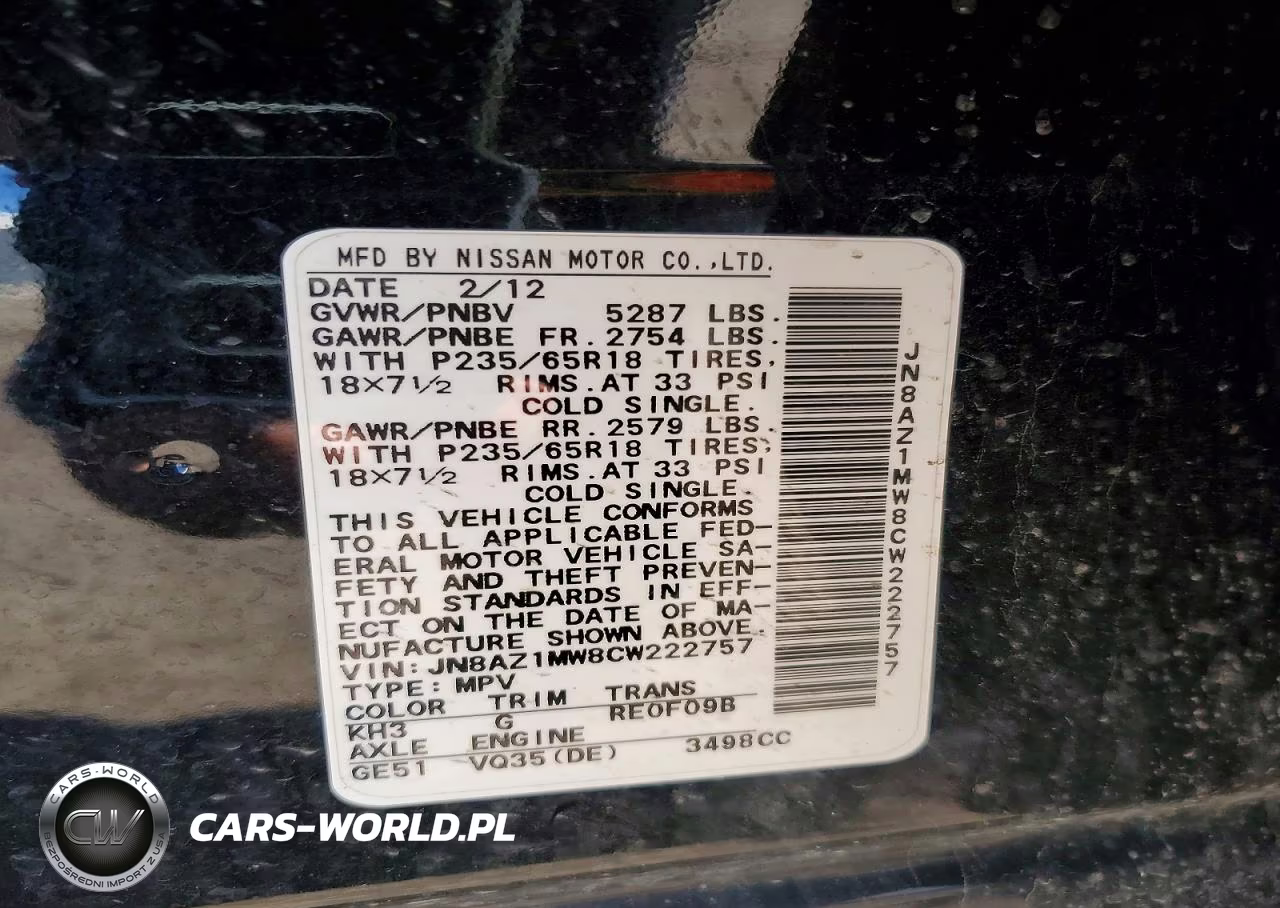 2012 Nissan Murano S VIN:JN8AZ1MW8CW222757 - 13
