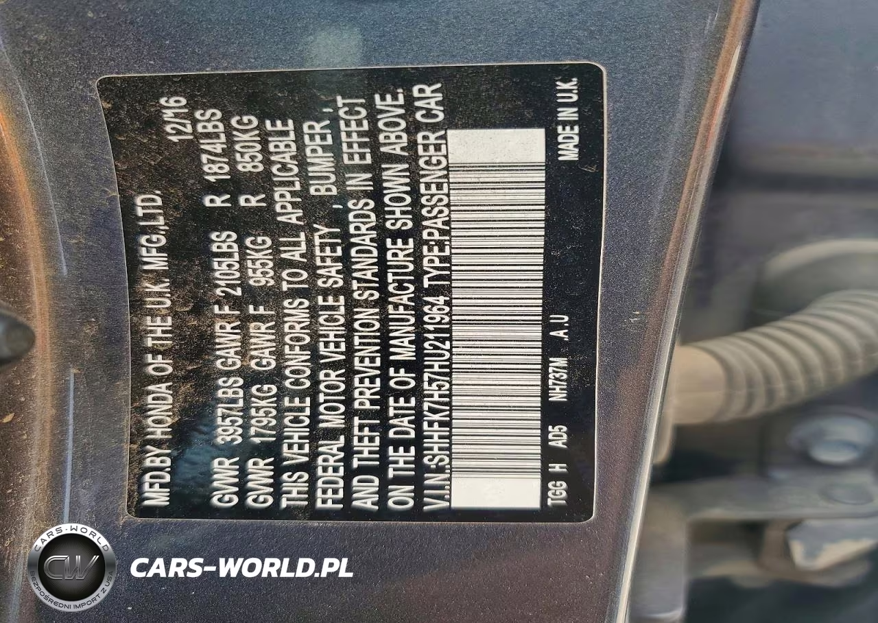 2017 Honda Civic Ex VIN:SHHFK7H57HU211964 - 12