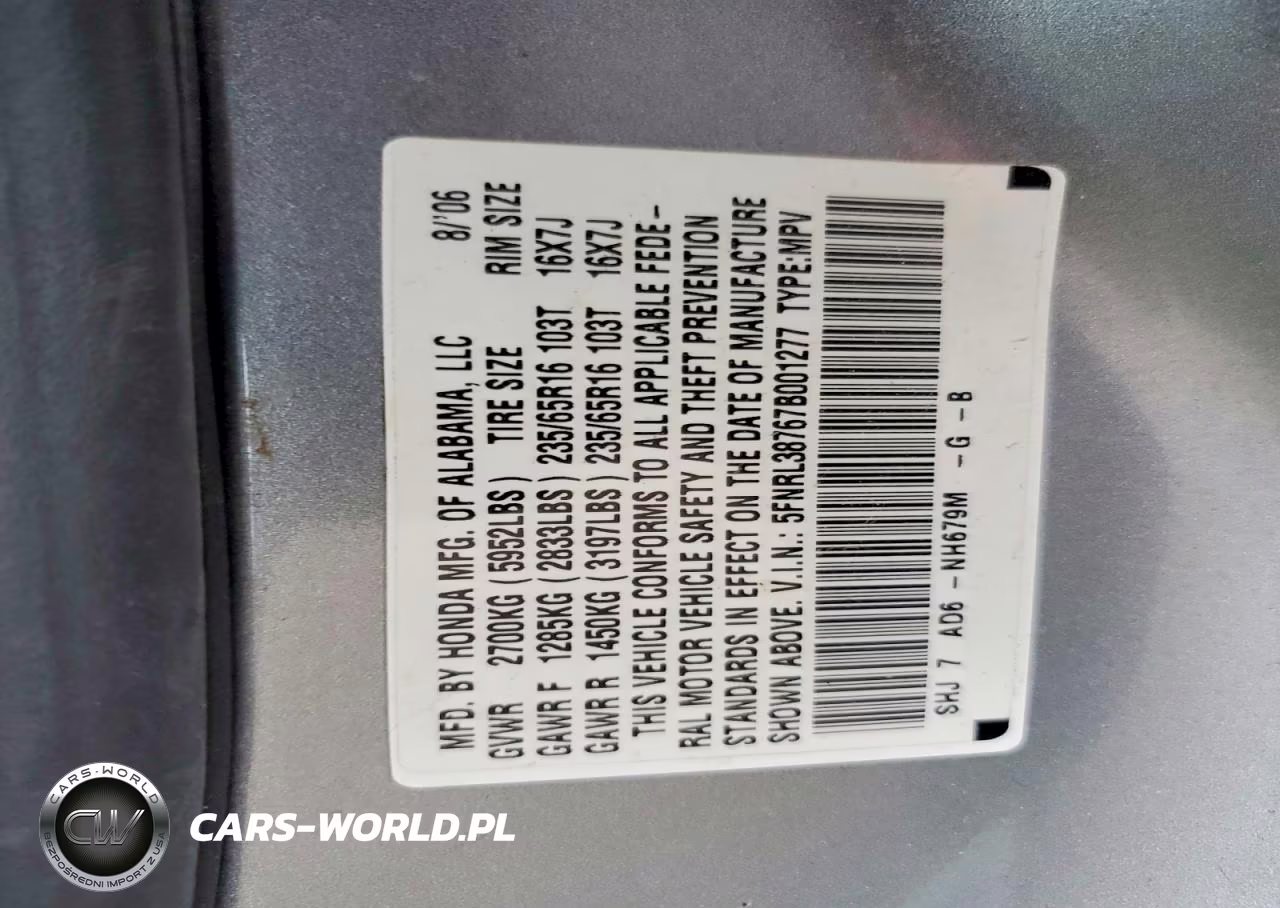 2007 Honda Odyssey Exl VIN:5FNRL38767B001277 - 13