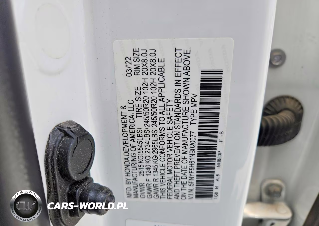 2022 Honda Pilot Touring VIN:5FNYF5H61NB020077 - 13