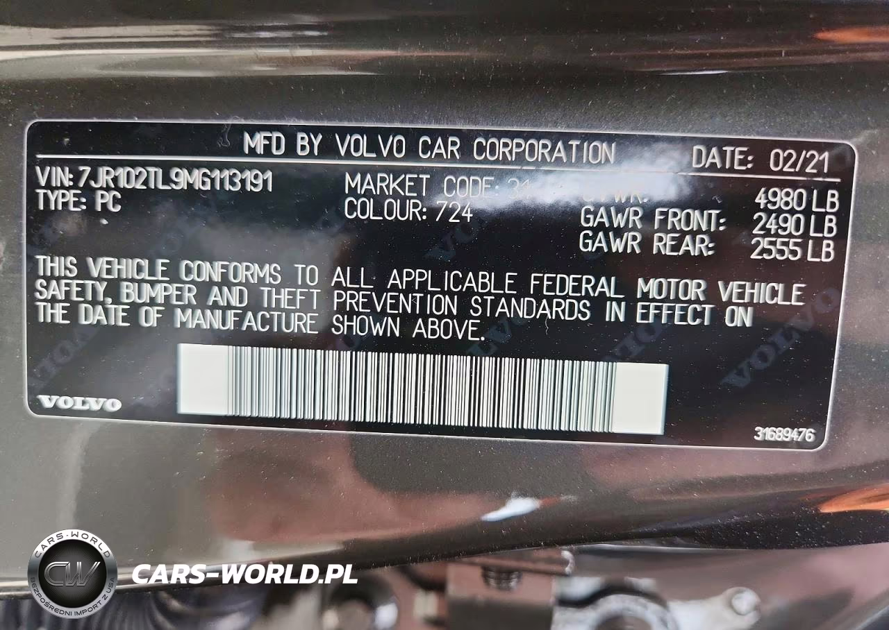 2021 Volvo S60 T5 Inscription VIN:7JR102TL9MG113191 - 12