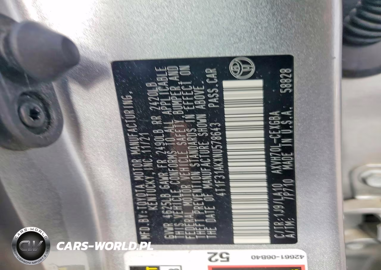 2022 Toyota Camry Xle VIN:4T1F31AKXNU578643 - 13