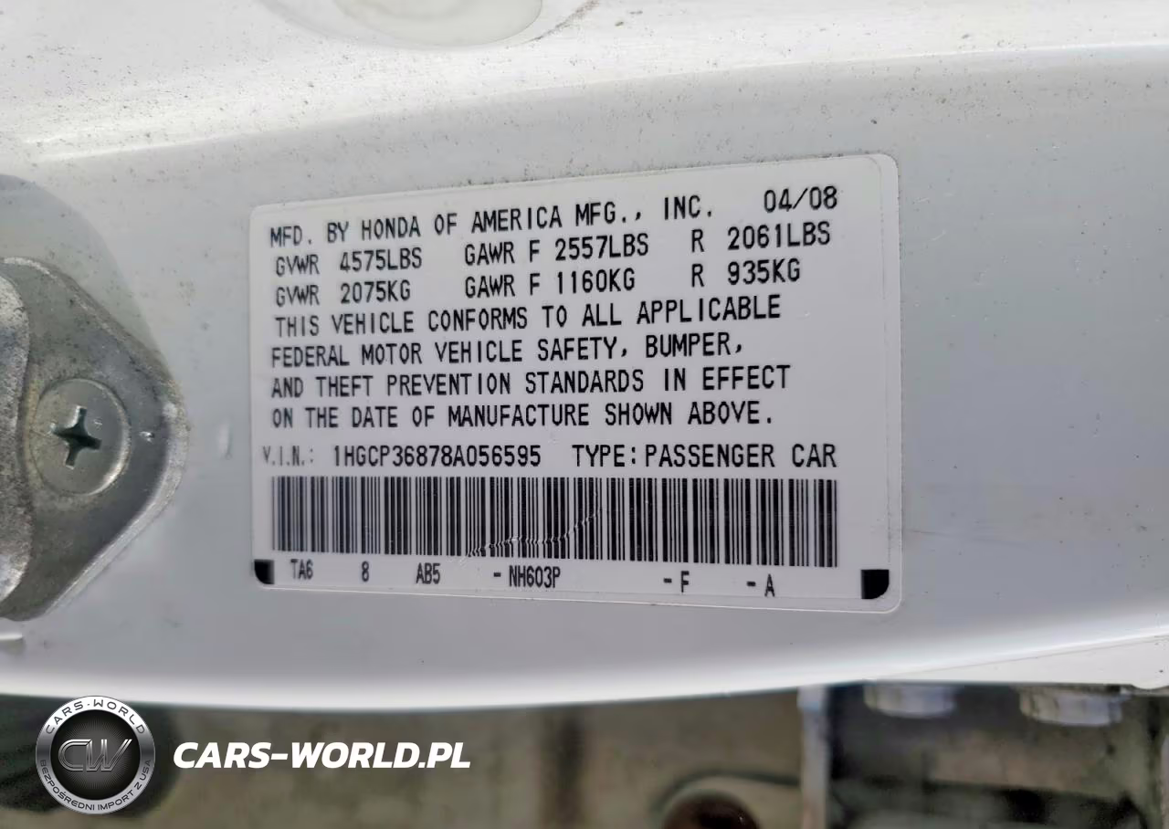 2008 Honda Accord Exl VIN:1HGCP36878A056595 - 13